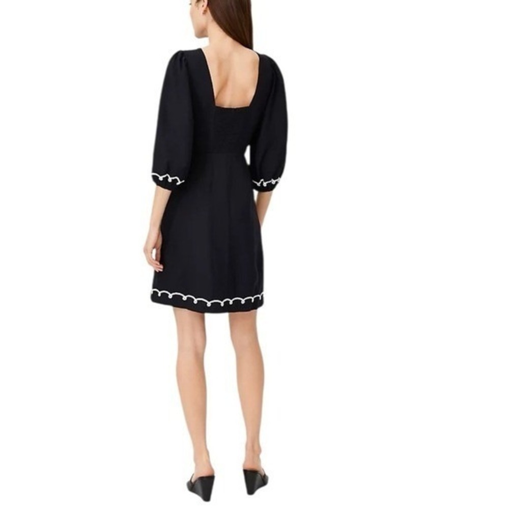 Ann Taylor Black Mini Dress with White Embroidered Trim - Picture 4 of 15